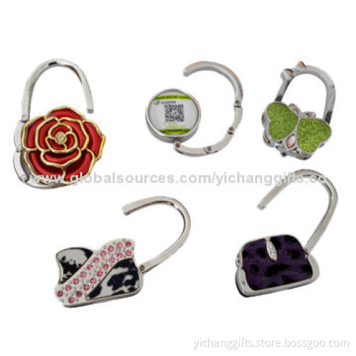 Bag Hook, Made of Zinc Alloy with Rhinestone, Ideal for Promotional Purpose
